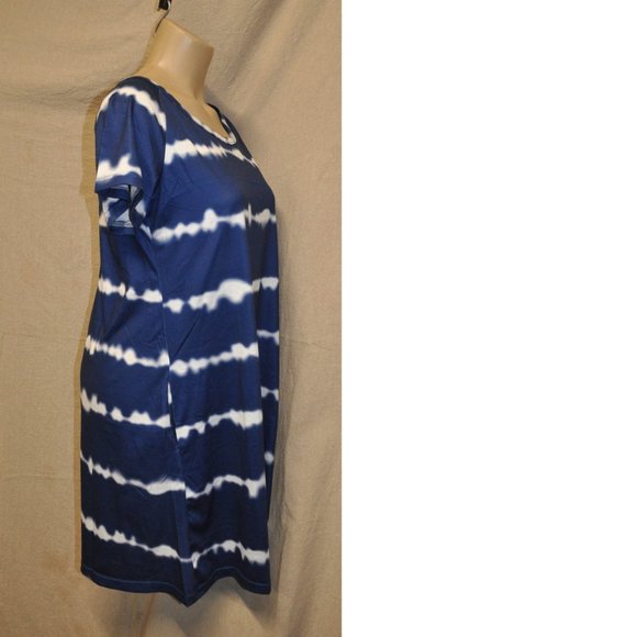 🐯 Alaster Queen NWT blue & white tie dye dress with pockets size SMALL (30) - Picture 6 of 13